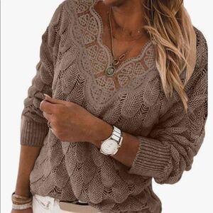 NEW Lace Knit Pullover Sweater